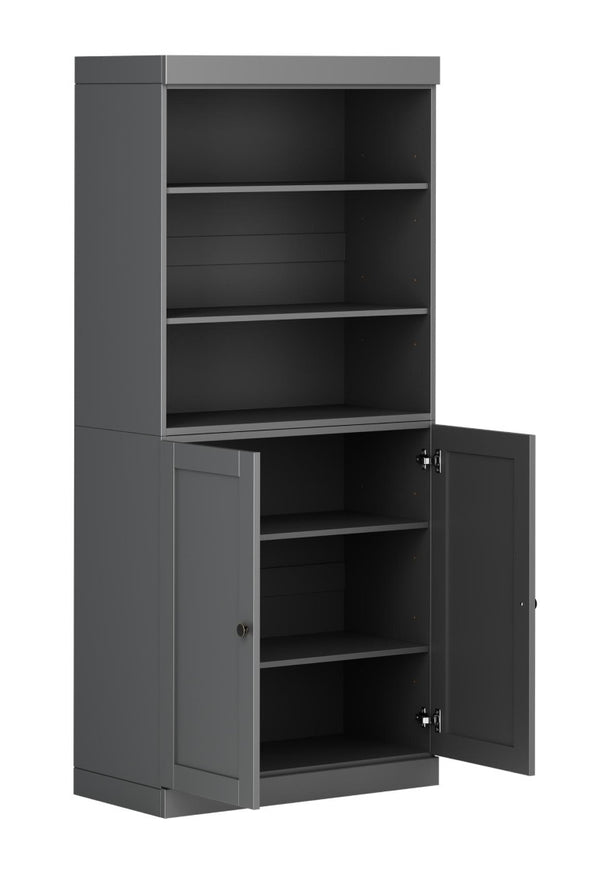 72 Inch Solid Wood Six Shelf Bookcase with Cabinet Doors for Study or Living Room