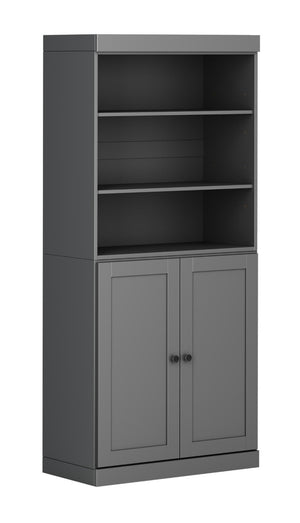 72 Inch Solid Wood Six Shelf Bookcase with Cabinet Doors for Study or Living Room