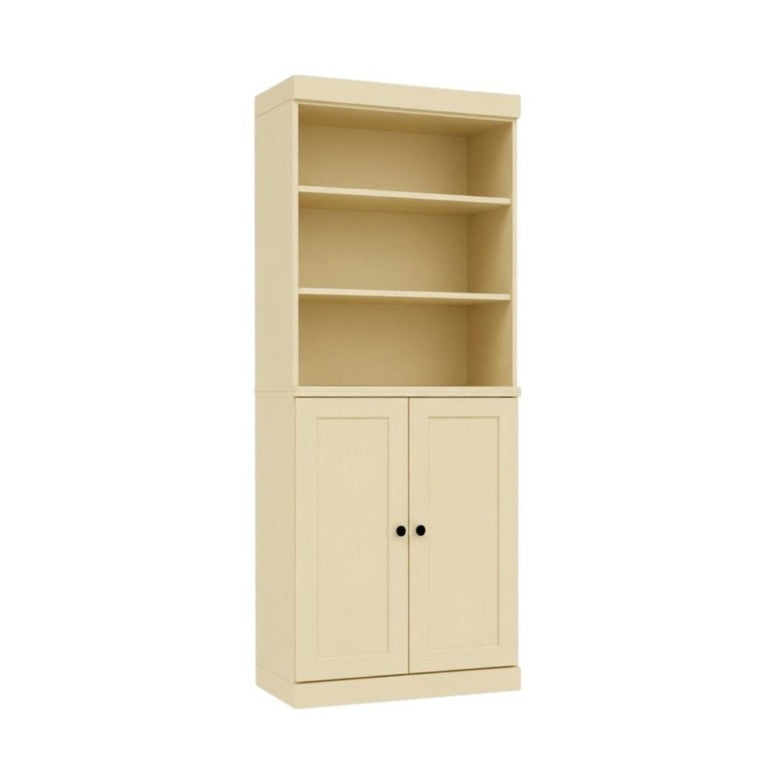 HomeRoots 72 Inch Solid Wood Six Shelf Bookcase with Cabinet Doors for Living or Home Office 745623