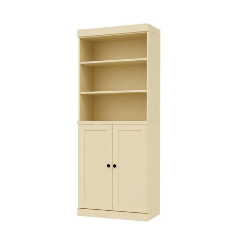 HomeRoots 72 Inch Solid Wood Six Shelf Bookcase with Cabinet Doors for Living or Home Office 745623