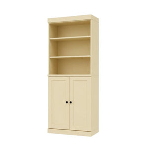 72 Inch Solid Wood Six Shelf Bookcase with Cabinet Doors for Living or Home Office