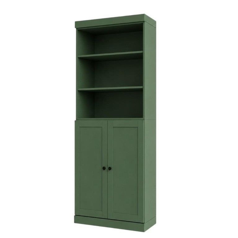 HomeRoots 72 Inch Solid Wood Six Shelf Bookcase with Cabinet Doors for Library or Living Room 745625