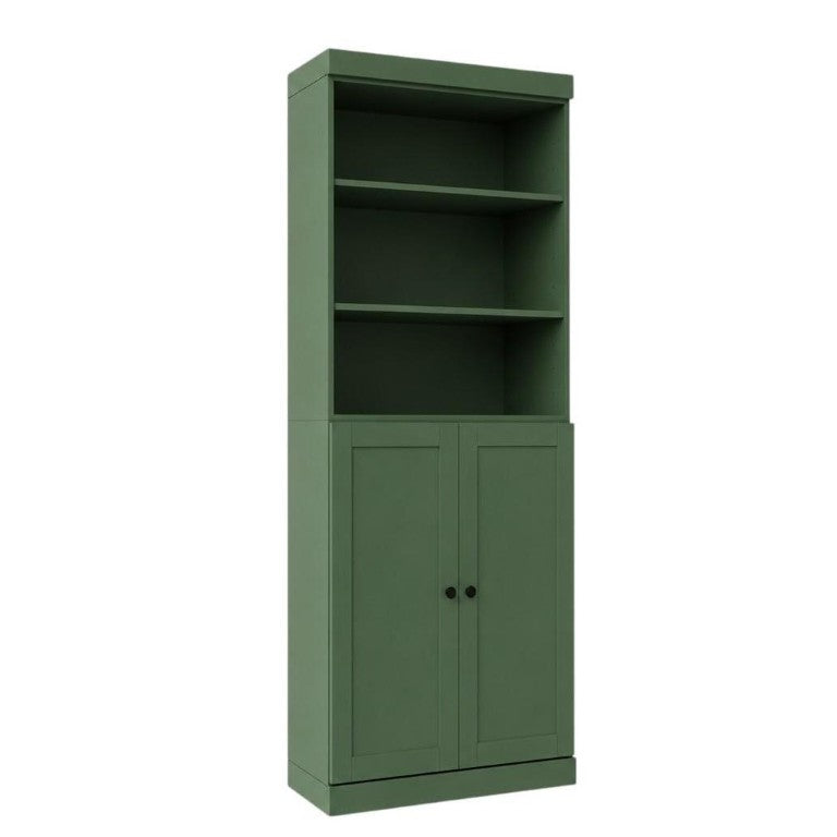 HomeRoots 72 Inch Solid Wood Six Shelf Bookcase with Cabinet Doors for Library or Living Room 745625