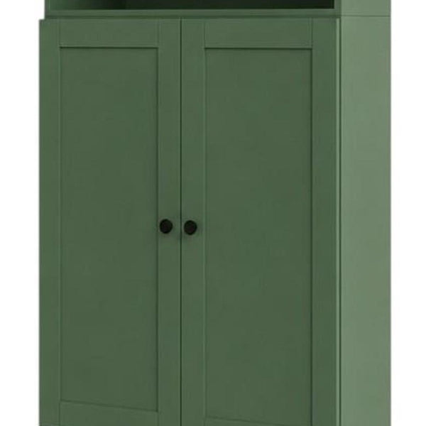 72 Inch Solid Wood Six Shelf Bookcase with Cabinet Doors for Library or Living Room