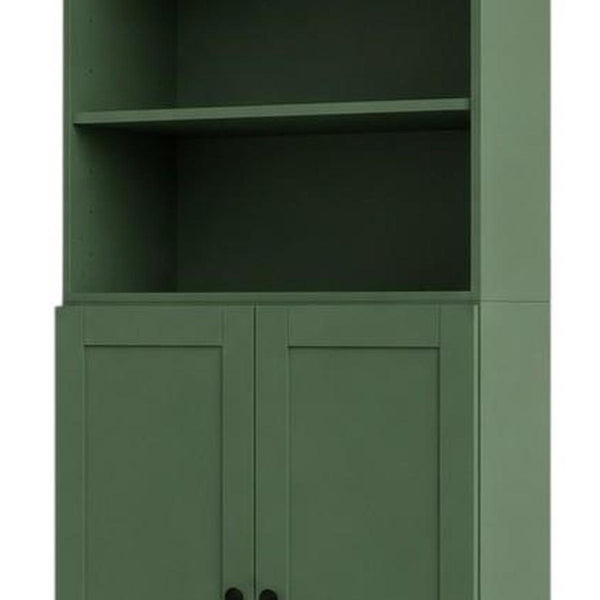 72 Inch Solid Wood Six Shelf Bookcase with Cabinet Doors for Library or Living Room