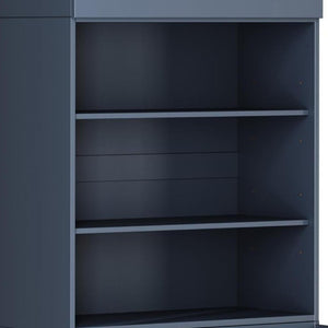 72 Inch Solid Wood Six Shelf Library Bookcase with Cabinet Doors French Style Home Storage