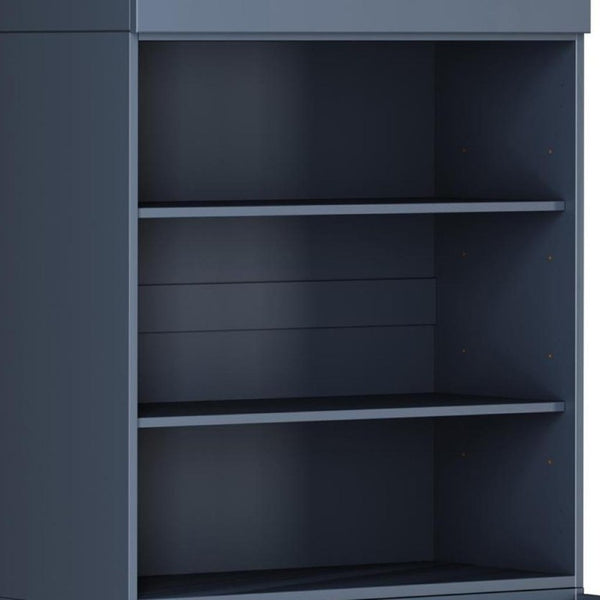 72 Inch Solid Wood Six Shelf Library Bookcase with Cabinet Doors French Style Home Storage