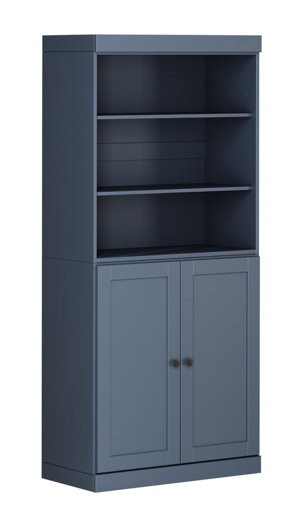72 Inch Solid Wood Six Shelf Library Bookcase with Cabinet Doors French Style Home Storage