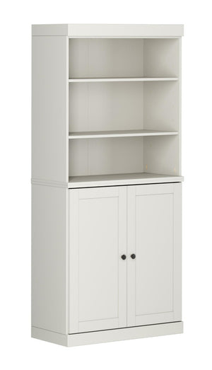 HomeRoots 72 Inch Solid Wood Six Shelf Bookcase with Cabinet Doors for Living Room Storage 745630