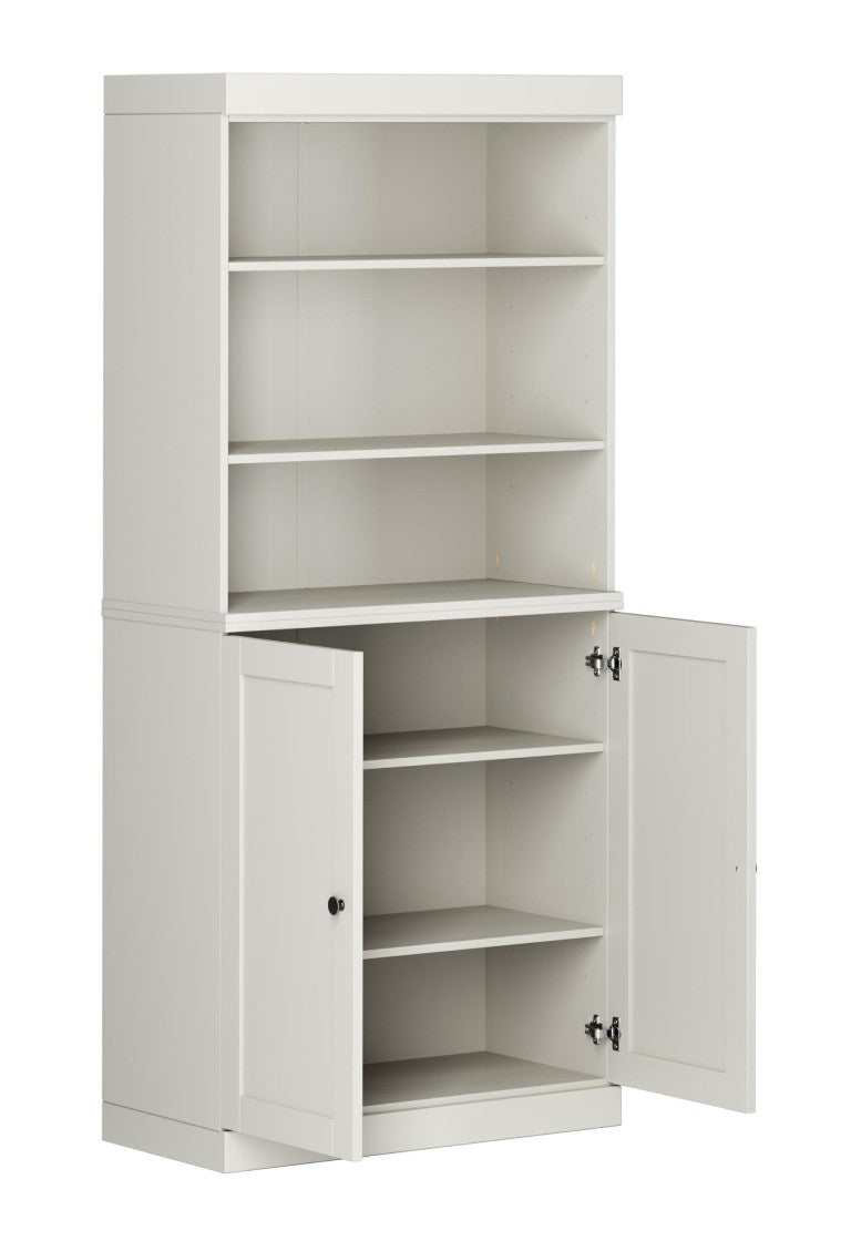 HomeRoots 72 Inch Solid Wood Six Shelf Bookcase with Cabinet Doors for Living Room Storage 745630