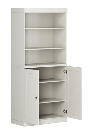 72 Inch Solid Wood Six Shelf Bookcase with Cabinet Doors for Living Room Storage