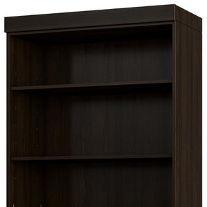72 Inch Espresso Solid Wood Six Shelf Bookcase with Cabinet Doors for Home Office