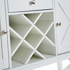 English Elm Bar cabinet Mid-Century Farmhouse Console Table with Wine Rack, Drawer, Shelf & 200lb Capacity White Oak W3417P316958