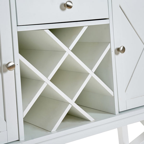 English Elm Bar cabinet Mid-Century Farmhouse Console Table with Wine Rack, Drawer, Shelf & 200lb Capacity White Oak W3417P316958