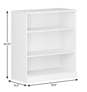 36 Inch Solid Wood Bookcase with Three Adjustable Shelves for Home Office or Library