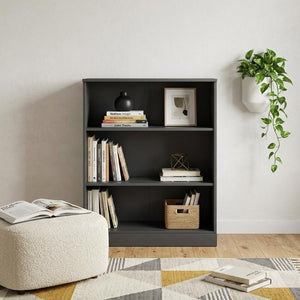 36 Inch Solid Wood Bookcase with Three Adjustable Shelves for Home Office or Library
