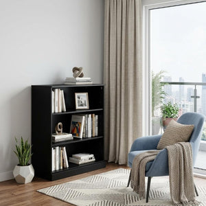 36 Inch Solid Wood Bookcase with Three Adjustable Shelves for Home Office or Library