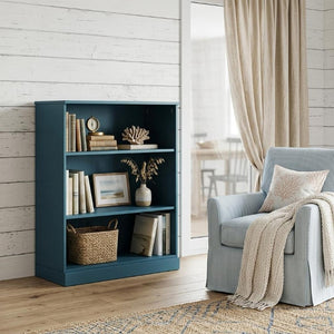 36 Inch Solid Wood Bookcase with Three Adjustable Shelves for Home Office or Library