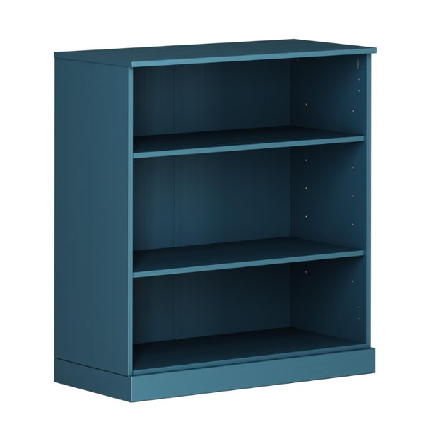 HomeRoots 36 Inch Solid Wood Bookcase with Three Adjustable Shelves for Home Office or Library Teal / Blue 32 inches W 745635