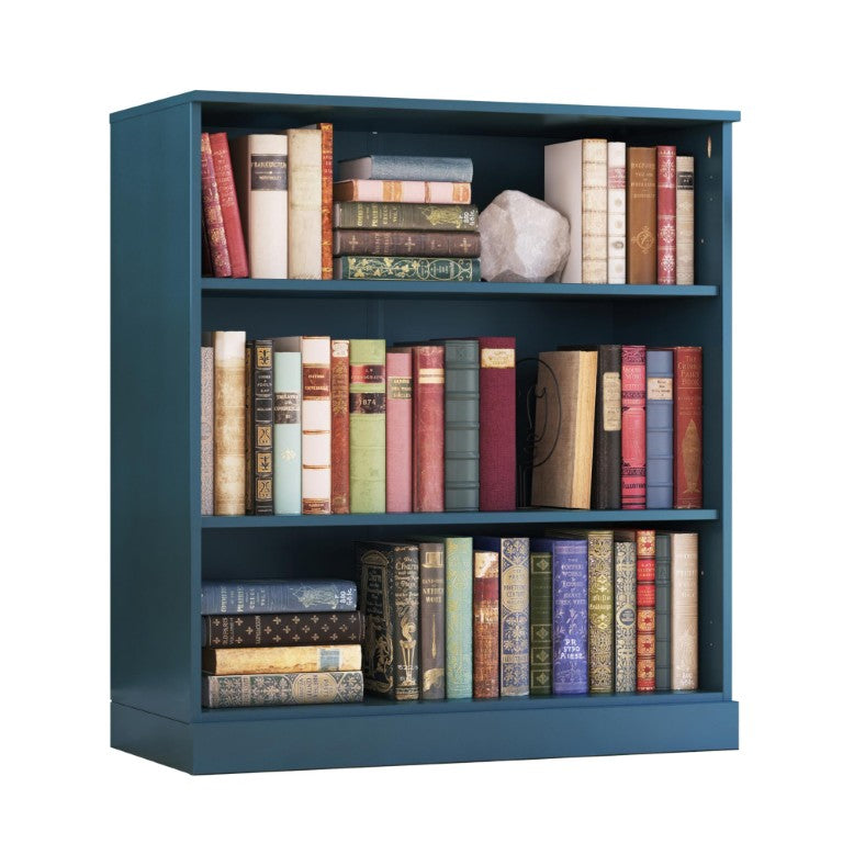 HomeRoots 36 Inch Solid Wood Bookcase with Three Adjustable Shelves for Home Office or Library Teal / Blue 32 inches W 745635