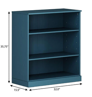 36 Inch Solid Wood Bookcase with Three Adjustable Shelves for Home Office or Library
