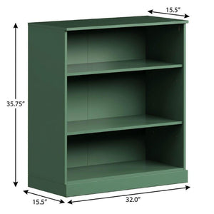 36 Inch Solid Wood Bookcase with Three Adjustable Shelves for Home Office or Library
