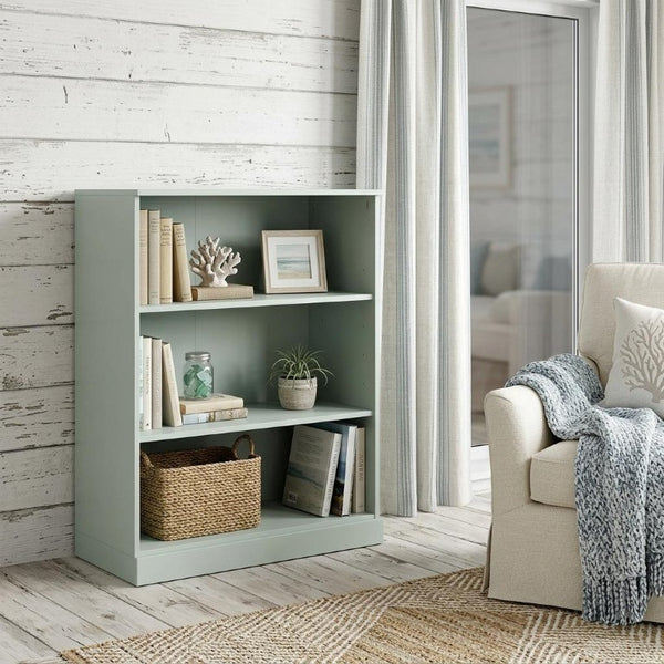 36 Inch Solid Wood Bookcase with Three Adjustable Shelves for Home Office or Library