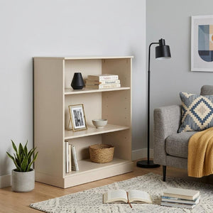 36 Inch Solid Wood Bookcase with Three Adjustable Shelves for Home Office or Library