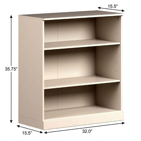 36 Inch Solid Wood Bookcase with Three Adjustable Shelves for Home Office or Library