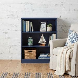 36 Inch Solid Wood Bookcase with Three Adjustable Shelves for Home Office or Library