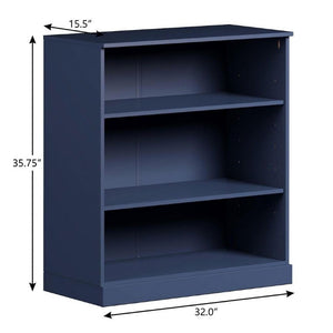 36 Inch Solid Wood Bookcase with Three Adjustable Shelves for Home Office or Library