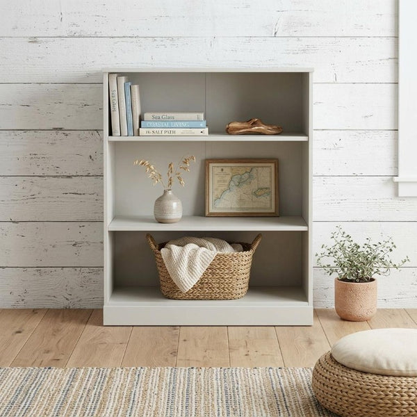 36 Inch Solid Wood Bookcase with Three Adjustable Shelves for Home Office or Library