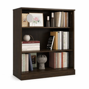 36 Inch Solid Wood Bookcase with Three Adjustable Shelves for Home Office or Library