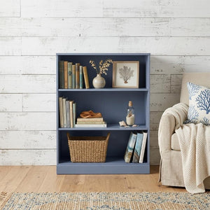 36 Inch Solid Wood Three Shelf Adjustable Bookcase for Home Library and Living Room Display