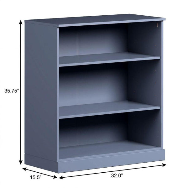 36 Inch Solid Wood Three Shelf Adjustable Bookcase for Home Library and Living Room Display
