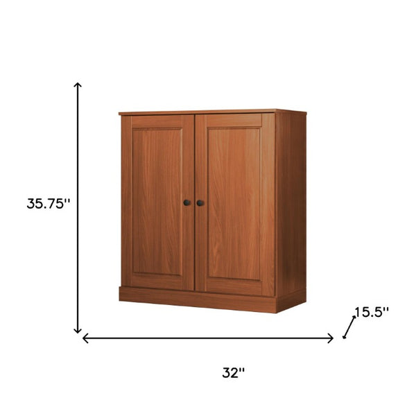 32 Inch Solid Wood Accent Cabinet with Double Doors for Living Room Storage