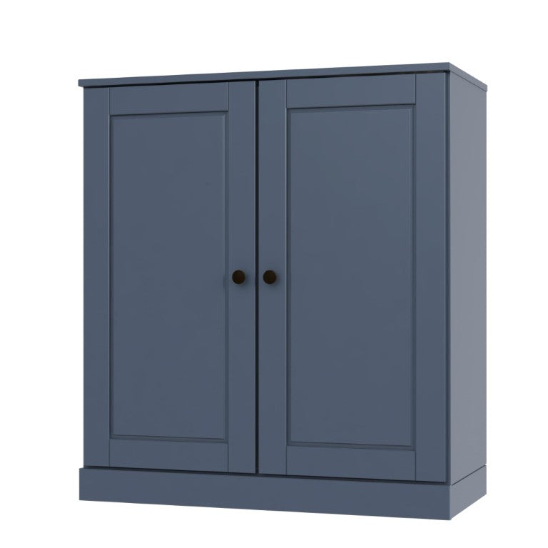 HomeRoots 32 Inch Solid Wood French Blue Accent Cabinet Two Door Storage for Living Spaces 745657