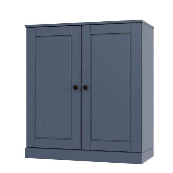 32 Inch Solid Wood French Blue Accent Cabinet Two Door Storage for Living Spaces