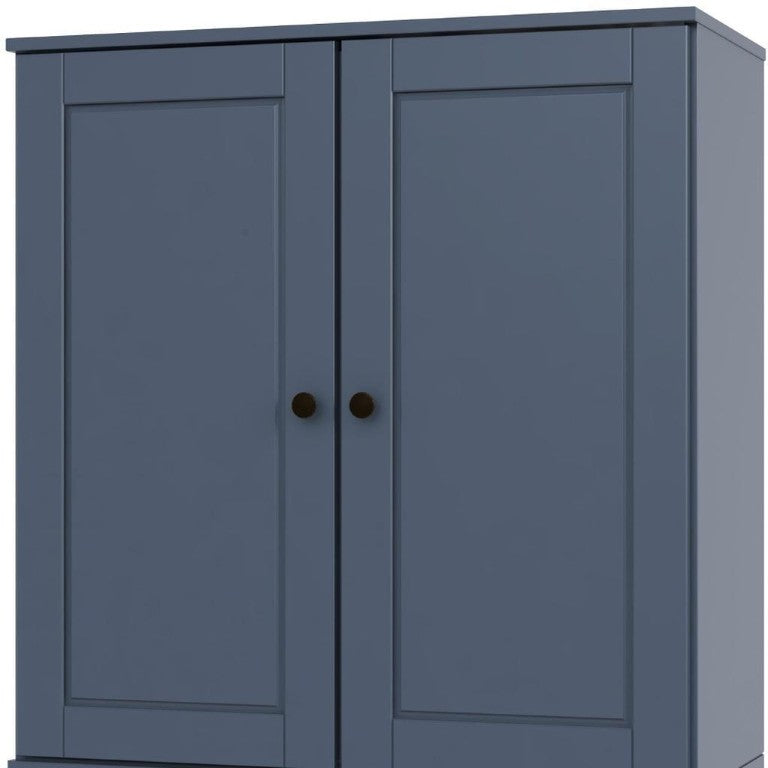 HomeRoots 32 Inch Solid Wood French Blue Accent Cabinet Two Door Storage for Living Spaces 745657