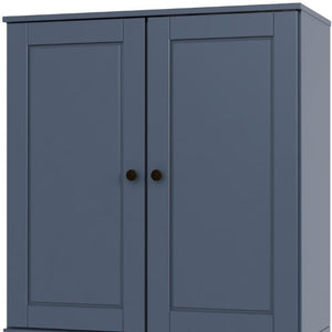HomeRoots 32 Inch Solid Wood French Blue Accent Cabinet Two Door Storage for Living Spaces 745657
