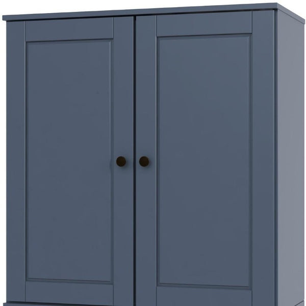 HomeRoots 32 Inch Solid Wood French Blue Accent Cabinet Two Door Storage for Living Spaces 745657