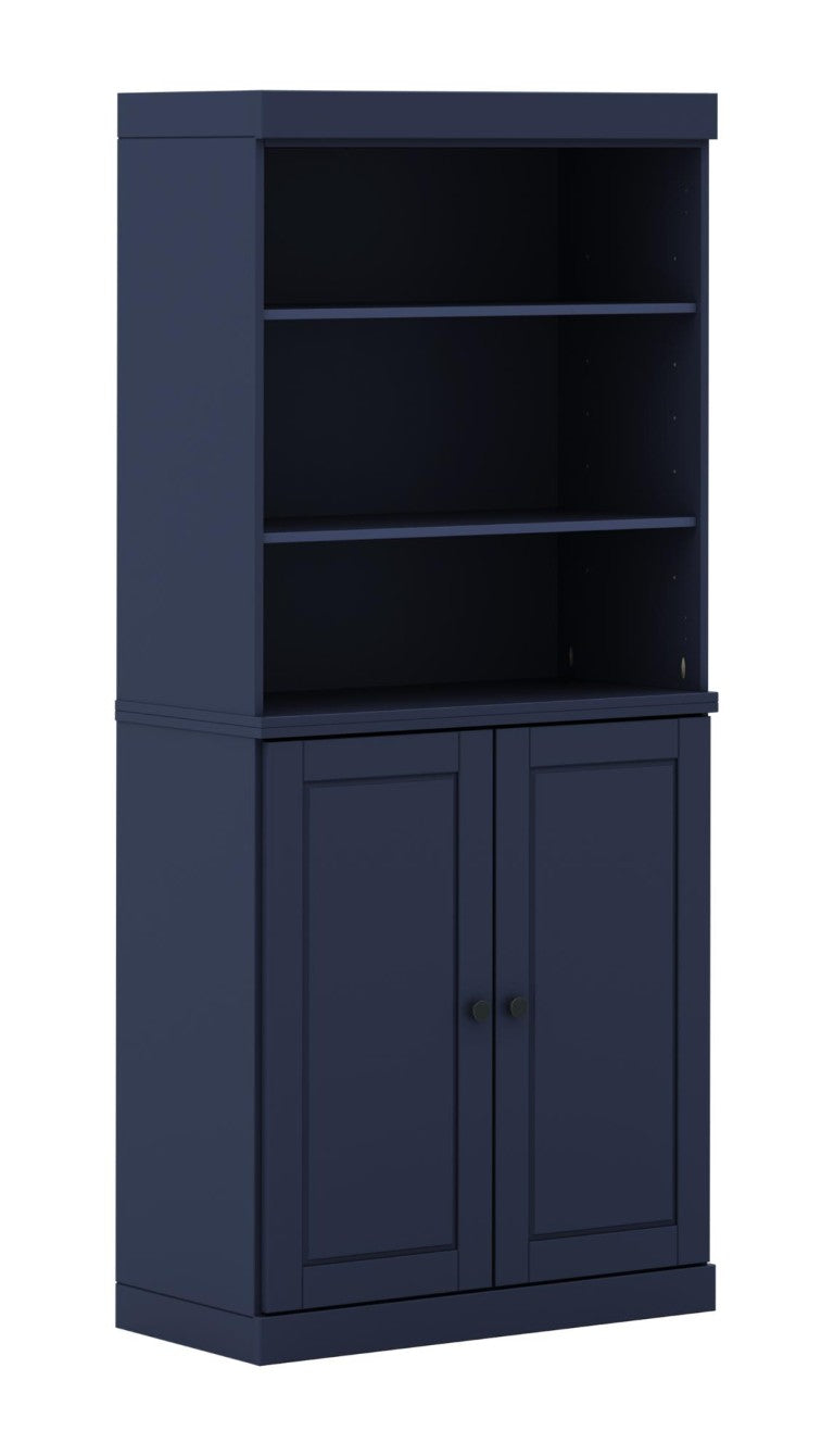 HomeRoots 72 Inch Solid Wood Six Shelf Library Bookcase with Cabinet Doors for Living Room 745680