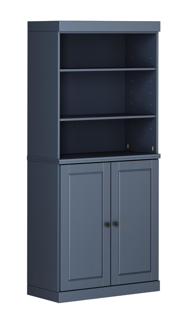 72 Inch Solid Wood Six Shelf Library Bookcase with Cabinet Doors French Style Home Storage