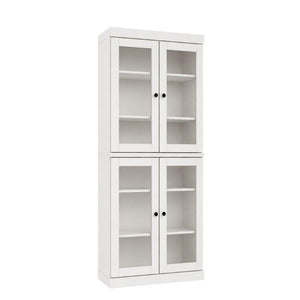 HomeRoots 72 Inch Solid White Wood Six Shelf Bookcase with Four Cabinet Doors for Living Room 745688