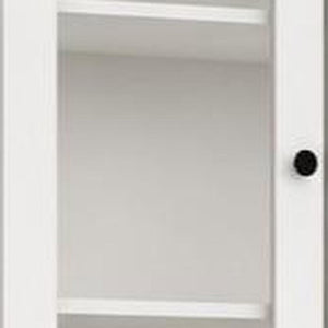 72 Inch Solid White Wood Six Shelf Bookcase with Four Cabinet Doors for Living Room