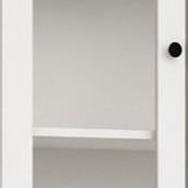 72 Inch Solid White Wood Six Shelf Bookcase with Four Cabinet Doors for Living Room