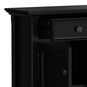 English Elm Amherst Black Pine Entryway Cabinet with Crown Molding and Raised Panel Doors B136P436041