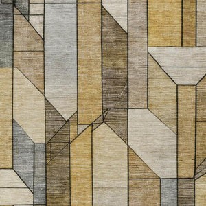 5x8 Geometric Polyester Area Rug Washable Stain Resistant Indoor Outdoor Brown Beige