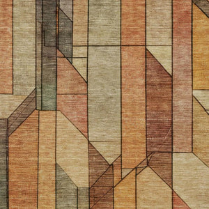 9x12 Copper Orange Geometric Polyester Area Rug Washable for Indoor Outdoor Use