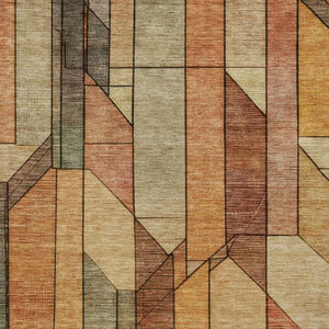 9x12 Copper Orange Geometric Polyester Area Rug Washable for Indoor Outdoor Use